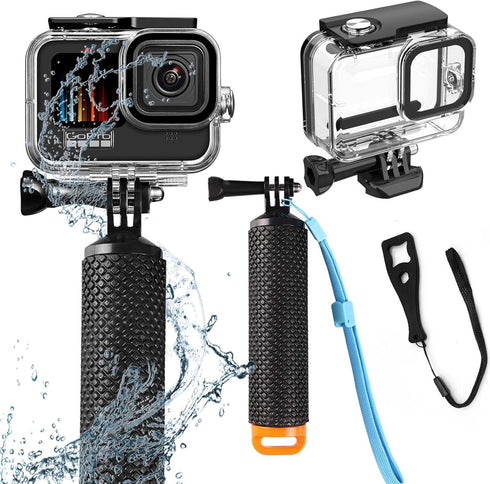 60M/196FT Waterproof Housing Case Compatible for Go Pro Hero12 Black/Hero11 Black/Hero10 Black/Hero9 Black, Protective Underwater Dive Case Shell ...