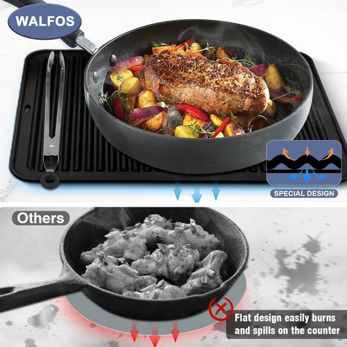 Walfos Large Silicone Trivet 16x12 Inch, Trivets for Hot Pots and Pans, Heat Resistant Pot Holders Hot Pads for Kitchen Quartz Countertops, Hot Di...