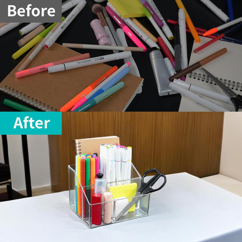 Acrylic Desk Organizers, Clear Pen Holder and Pencil Holder Display Stand for Office, School and Home...