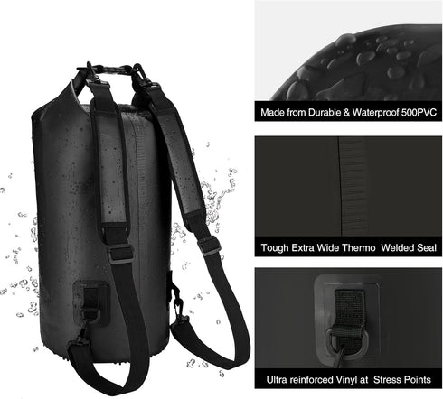 Piscifun Dry Bag, Waterproof Floating Backpack 5L/10L/20L/30L/40L, with Waterproof Phone Case for Kayking, Boating, Kayaking, Surfing, Rafting and...