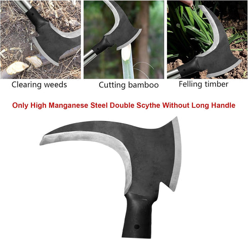 1 Pcs High Manganese Steel Double Scythe,Steel Grass Sickle,Agricultural Hand-Motor Weeding,Blade Thickness 2.8mm,Weeding Scythe Sickle for Outdoo...