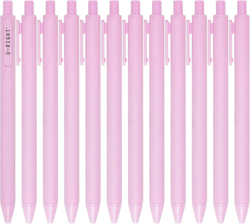 12 Pcs Light Pink Retractable Gel Ink Pens 0.5 mm Point Black Ink Office Cute Gel Pens for Women...