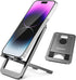 Portable Phone Stand for Desk, Aluminum Adjustable Cell Phone Holder, Foldable Travel Cellphone Dock Compatible with iPhone 15 14 13 Pro Max Mini,...