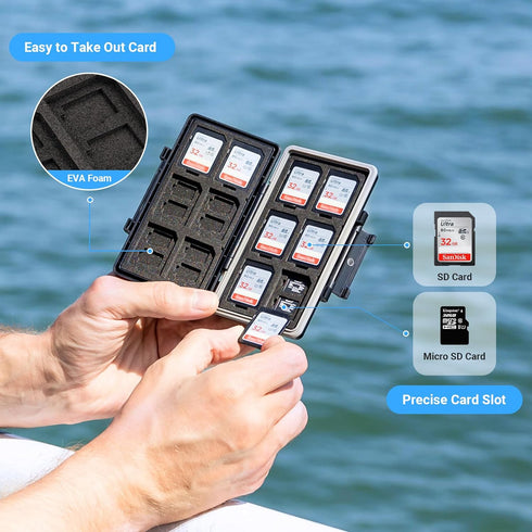 36 Slots Memory Card Case Water-Resistant Anti-Shock Memory Card Wallet for 24 Micro SD SDXC SDHC TF Cards and 12 SD SDXC SDHC Cards...