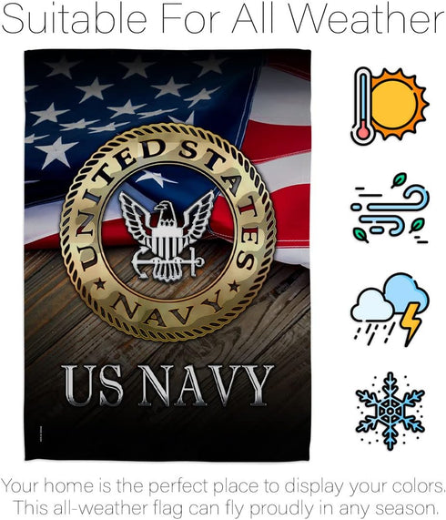 US Navy Military Tapestry Armed Forces Home Decor Memorabilia Banner United State Wall Americana Decorations Remembrance Retire Outdoor Memorial Y...