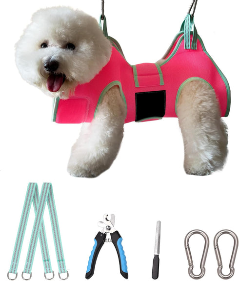 Dog Grooming Hammock,2024 New Barbie Pink Small Dog Hammock for Nail Trim,Dog Hanging Harness for Claw Care,Dog Grooming Sling Holder with Thick F...