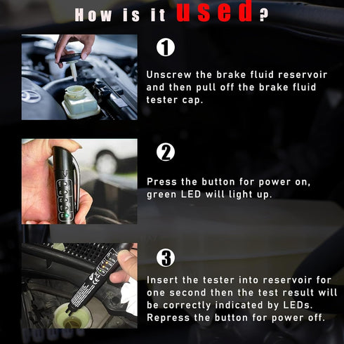 Brake Fluid Liquid Tester Pen, Hydraulic Fluid Liquid Oil Moisture Analyzer with 5 LED Indicators to Test DOT3 DOT4 DOT5.1 Brake Fluid, Auto Brake...
