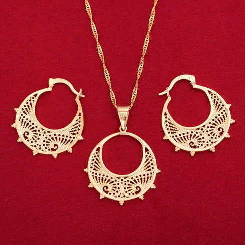 Ethiopian Jewelry Set Pendant Chain Earring Jewelry Eritrea Habesha Party African...