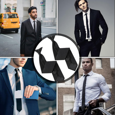 2 Pieces Men's Clip on Ties Black Ties for Men 20 Inches Pre Tied Neckties for Business Banquets, Parties, Weddings, School Uniforms...