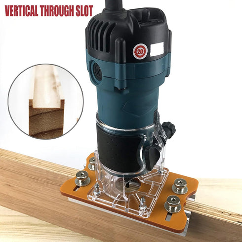 Trimming Machine Slotted Bracket, 2 in 1 Invisible Fastener Slotting Bracket for Woodworking, Aluminum Alloy Wood Router Slotting Locator, Woodwor...