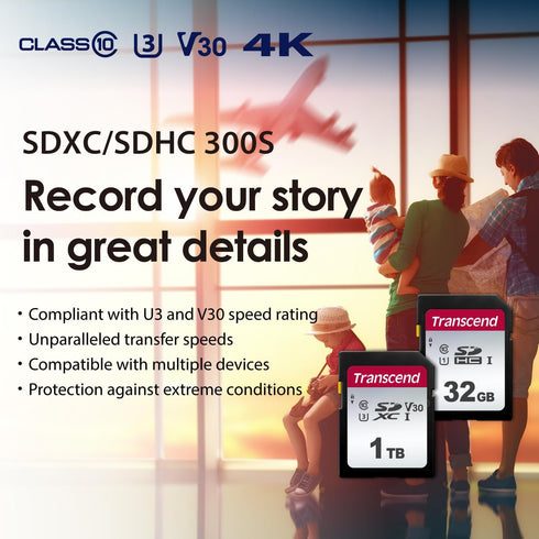 Transcend 32GB SDXC/SDHC 300S Memory Card TS32GSDC300S...