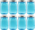 Cornucopia Brands 16oz PLASTIC Mason Jars (8-Pack, Blue w/Silver Metal Lids); PET BPA-Free Mason Jars w/One Piece Lids, 2-Cup/Pint Capacity...
