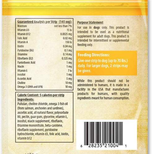 Multi Vitamin Adult for Dogs, 30 Individually Foil Sealed Strips...