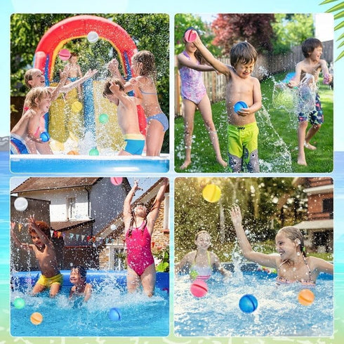 Glimzify12 Pcs Magnetic Reusable Water Balloons Quick Fill Toys for Toddlers Outdoor Pool Toys, Self Sealing Splash Ball Water Bomb Silicone Refil...