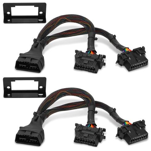 2PCS OBD2 Splitter Y Cable,16 Pin OBD II 1 Male to 2 Female Extension Connector Cable, Right Angle Universal OBD2 Diagnostic Cable,1FT/30cm 20AWG ...