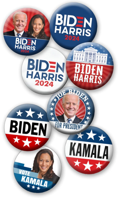 8-Pack Mini 1 Inch Buttons - Joe Biden for President Lapel Pins Assorted Biden Harris 2024 - Design 6004...