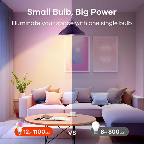 OREiN Matter Smart RGBTW Bulb, 1100 Lumens 75W Equivalent Smart Light Bulbs, Color Changing Light Bulbs Work with Apple Home, Alexa, Google Home, ...