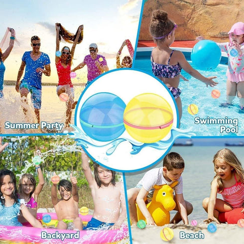 Glimzify12 Pcs Magnetic Reusable Water Balloons Quick Fill Toys for Toddlers Outdoor Pool Toys, Self Sealing Splash Ball Water Bomb Silicone Refil...
