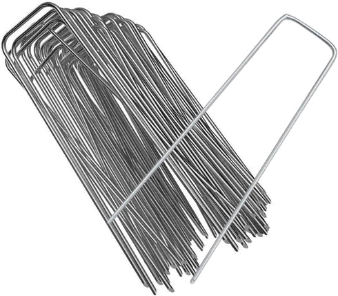 30Pack 6-Inch Galvanized Garden Landscape Staples Stakes, Heavy-Duty Sod Pins Anti-Rust Fence Stakes, Plant Stakes for Weed Barrier Fabric Ground ...