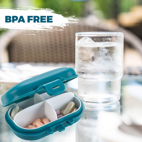 Daily Pill Organizer - (Pack of 2) Small AM PM Pill Organizer - Cute 4 Compartment Pill Organizer 2 Times a Day Case Box...