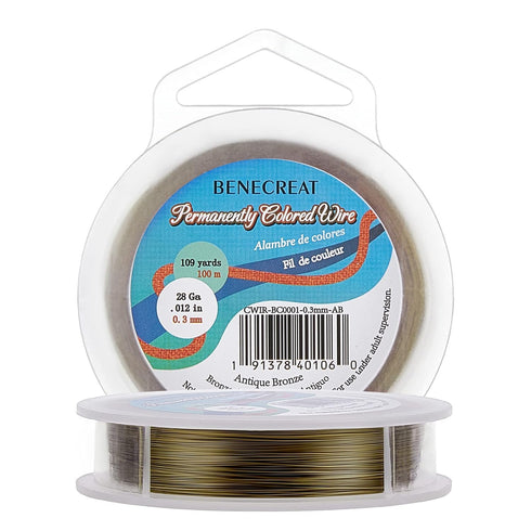 BENECREAT 28-Gauge Jewelry Wire (328 Feet/109 Yards) - Tarnish Resistant Antique Bronze Craft Wire for Bracelet, Necklace Making & Wrapping...