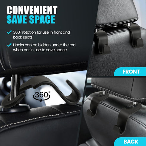 Car Seat Headrest Hook - Auto Seat Hook Hangers Storage Organizer, Universal Vehicle Back Seat Hanger Holder Hook for Purse Coat Handbag Bag Groce...