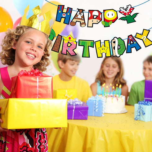 Game Bro Birthday Banner Birthday Decorations,Game Characters Theme Super Cartoon Birthday Party Supplies Party Favors,Video Game Theme Birthdays ...