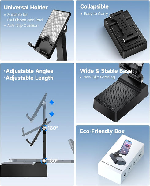 Gifts for Men Women, Phone Stand with Bluetooth Speaker, HD Surround Sound Speaker, Compatible with All iPhone/Android Phones iPad Kindle, Cool Ga...