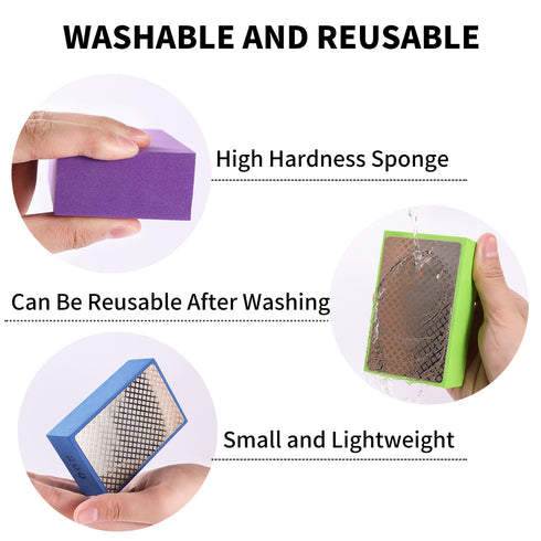 XKDOUS 6PCS Diamond Hand Polishing Pads,60/100/200/400/600/1000 Diamond Sanding Pads Tile Tools Polishing Pad Sanding Block Polishing for Ceramic ...