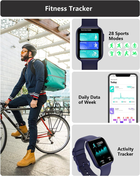 BRIBEJAT Smart Watch (Dial/Answer Call) 37x46mm Fitness Tracker Pedometer with SpO2/Real-time HR/Sleep Monitor Compatible with Samsung iPhone Andr...