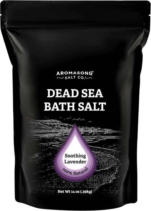 Pure Dead Sea Salt for Soaking with 100% Natural Lavender – 14 Oz. Spa Bath Salt Fine Grain in Resealable Pack - Used for Body Wash Scrub - Soak f...