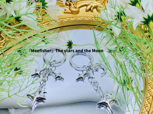 Cute Star Moon Keychain Aesthetic Accessories Stainless Steel Key Ring Purse Handbag Backpack Bag Charms Car Holder...
