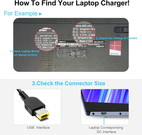 45W 20V 2.25A Adapter Laptop Charger Compatible for Lenovo ADLX45NLC3A ADLX45NCC3A ADLX45NDC3A ADLX45NCC2A ADLX45NLC2A 45N0289 45N0290 45N0294 0B4...