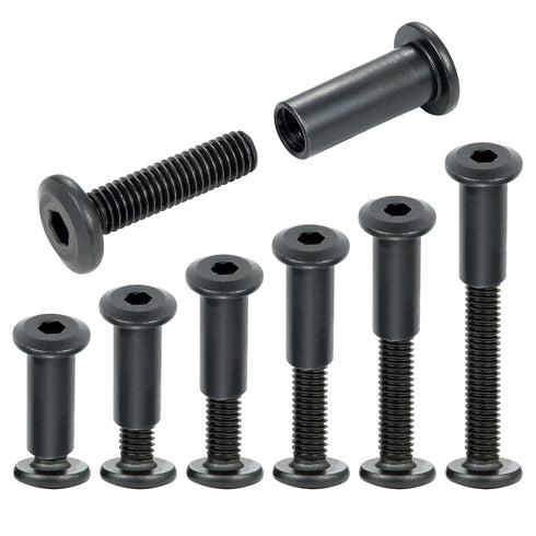 50 Sets Bolts and Nuts Set - M6x25mm Black Hex Screws Metel Bolts and Nuts Kit for Furniture Cam Lock Fasteners, Bed Frame Screws and Bolts Replac...