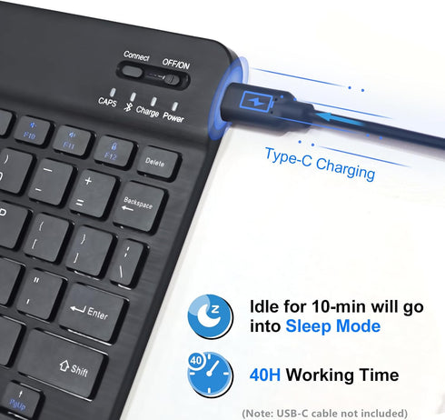 Ultra-Slim Bluetooth Keyboard Compatible with iPad, iPad Air, iPad Pro, iPad Mini, Wireless Keyboard Compatible with Tablet, Apple iPhone, MAC, La...