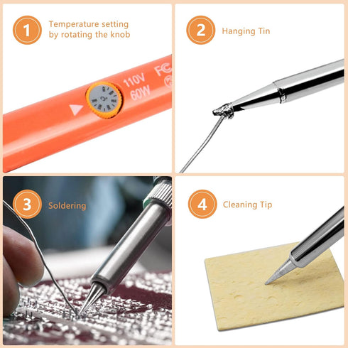Soldering Iron, 60W 110V Adjustable Temperature Soldering Iron Pen, Soldering Welding Iron Tool for Welding Repair, Electric Repairing, Jewelry, D...