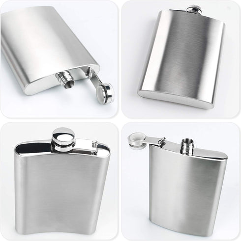 8 Oz Flask for Men, Leakproof Stainless Steel Flask with Funnel, Ideal for Camping and Gifting...