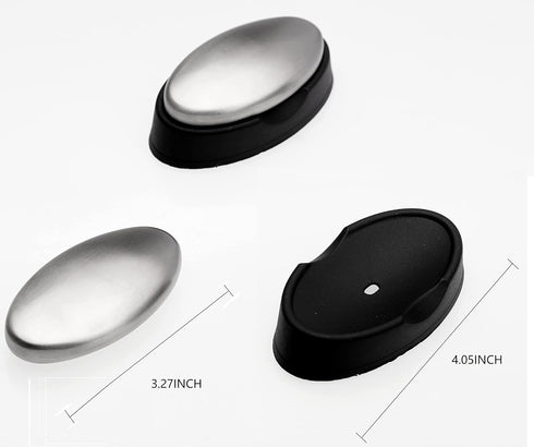 BIUWING Stainless Steel Soap, 3 pcs Stainless Steel Bar Soap, Metal Soap, Odor Removing Soap Bar with Soap Dish, Remove Odor of Onion, Garlic and ...