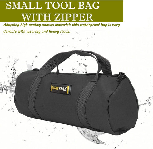 12 Inch Small Tool Bags for Men,Wide Mouth Zipper Tool Storage Bag,Large Capacity Canvas Tool Tote Bag,Portable Multi-Function Tool bag for Storag...