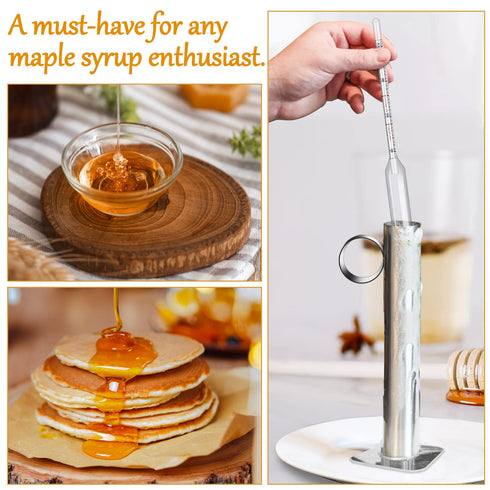 Maple Syrup Hydrometer Kit - Stainless Steel Test Cup, Baume and Brix Scale, Cleaning Brush, Maple Syrup Density Kit for Accurate Measurements of ...