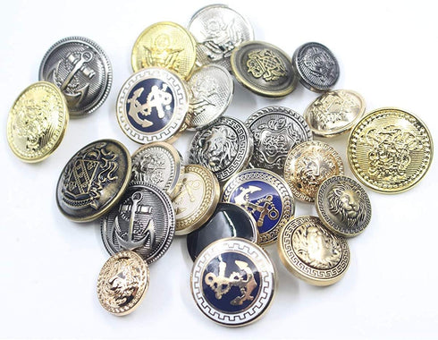 12 Piece Metal Blazer Button Set - for Blazer, Suits, Sport Coat, Uniform, Jacket 25mm (Gold)...
