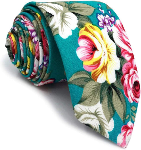 S&W SHLAX&WING Cotton Neckties for Men Wedding Party Slim Skinny Ties Printed...
