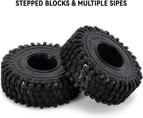 INJORA 1.0 Tires - S5 Rock Terrain Crawler Tires for TRX4M SCX24 AX24 FCX24 Upgrade Parts,64 * 24mm,T1011...