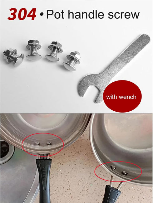 4 Pack Stock Pot Handle Screws SaucePan Grip Mount Screw M6x16mm Repair Fixing Lock Bolt Replacement for Wok Soup Pots Nonstick Stockpot Frying Pa...