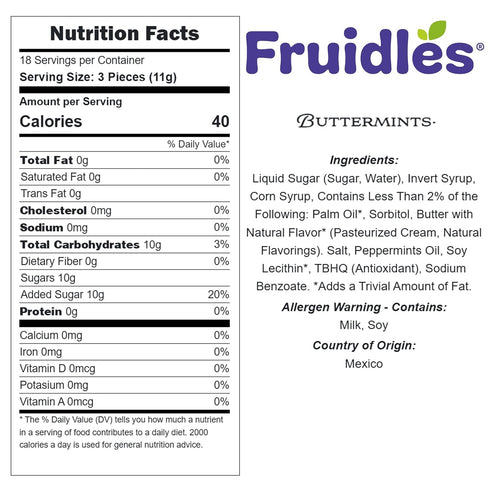 Fruidles Superhero Buttermints Candies, After Dinner Mints, Fat-Free, Kosher Certified, Individually Wrapped (55 Pieces)...