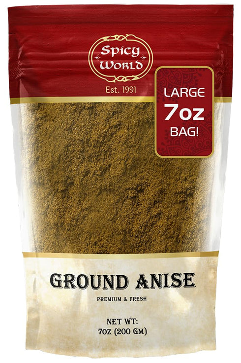 Spicy World Ground Anise Powder 7 Ounce - Anise Seeds Ground, Pure & Natural, Great for baking, cooking, and even tea...