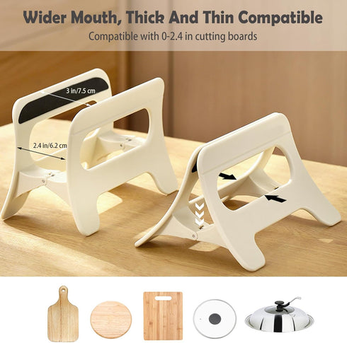 Adjustable Cutting Board Holder and Pot Lid Holder Rack for Countertop or Kitchen Cabinet...