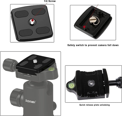 ZOMEI Universal Professional Camera Quick Release Mounting Plate for Q555,Q666,Q666C,Z818,Z669,Z669C,M5&BONFOTO B690A B690C Tripod...