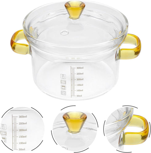 CALLARON Glass Saucepan Stovetop Milk Butter Warmer Stew Simmer Noodle Cookware with Cover and Dual Handle for Pasta Chocolate Melting Coffee Tea ...