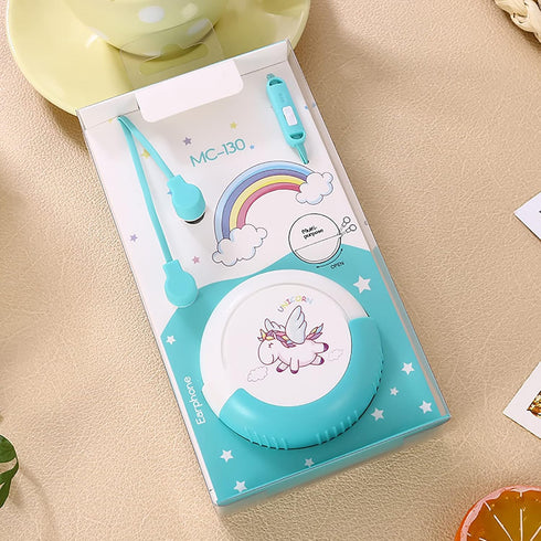 QearFun Unicorn Earbuds for Kids, Kawakii Wired Earbud & in-Ear Headphones Gift for School Girls and Boys with Microphone and Lovely Earphones Sto...